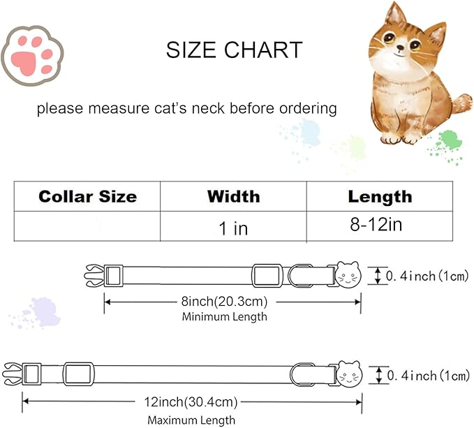 Cat Collar-2 Pack Cat Collars Tennis Balls & Footprint Cat Collar Breakaway with Kitten and Bell Pendant Safety Buckle Pet Collar Cute Cotton Collar for for Cats and Small Pets