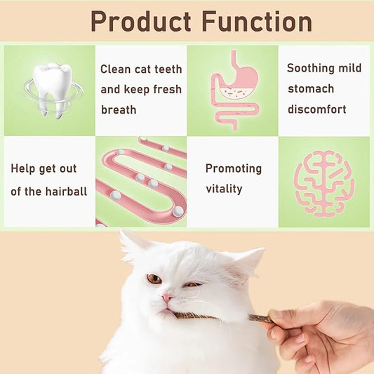 Maiguangta Natural Silvervine Sticks for Cats,Catnip Cat & Kitten Chew Toys Teeth Cleaning, Matatabi Cat Treat, Edible Kitty Toys (20PC)