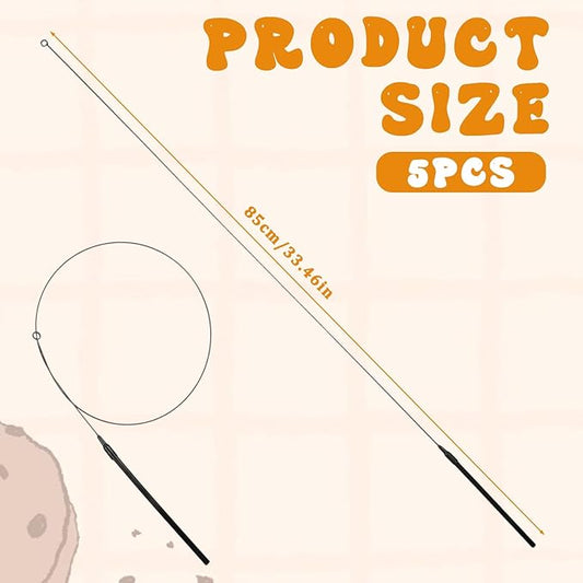 5 Pack Cat Wand Toy Replacement Rod, 32'' Flexible Steel Wire Teaser Indoor Cats Chase Toys Indoor Cat Interactive Toys for Feather Toy Worms