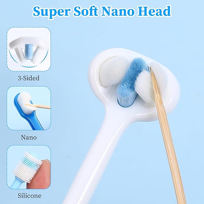 3 Pcs Small Dog Toothbrush Kit: Silicone 360 Pet Tooth Brushes for Dogs Cat, 3-Sided Dog Toothbrush Set of 3 Different Shapes PP+Nylon