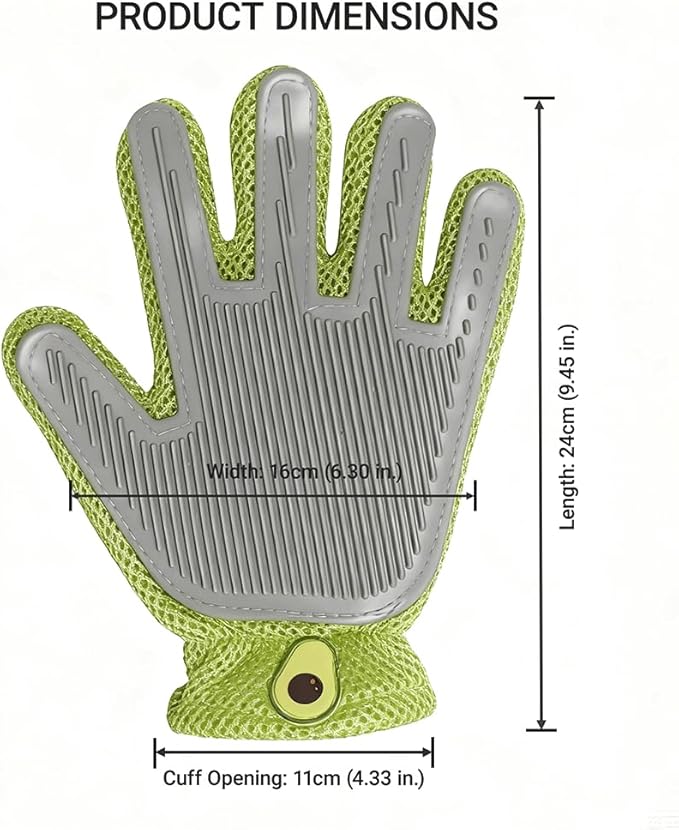 Pet Grooming Glove & Hair Remover - Deshedding Brush for Shedding Control - Gentle Massage Mitt for Dogs & Cats with Long and Short Fur - Ideal for Bathing and Grooming