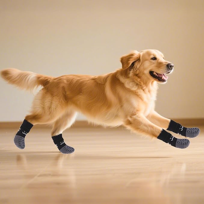 Anti Slip Dog Socks to Prevent Licking Paws, Dog Shoes for Cold/Hot Pavement, Winter Pet Booties for Small Medium Large Senior Dogs, Boots & Paw Protectors for Hardwood Floors Traction Control