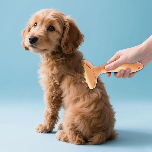 2026 Upgrade Cat Grooming Brush Self Cleaning, Self Cleaning Slicker Brush Small for Dog & Cat, Pet Grooming Deshedding Tool for Detangling & Dematting Long, Easy To Clean Loose Undercoat (Orange#F)