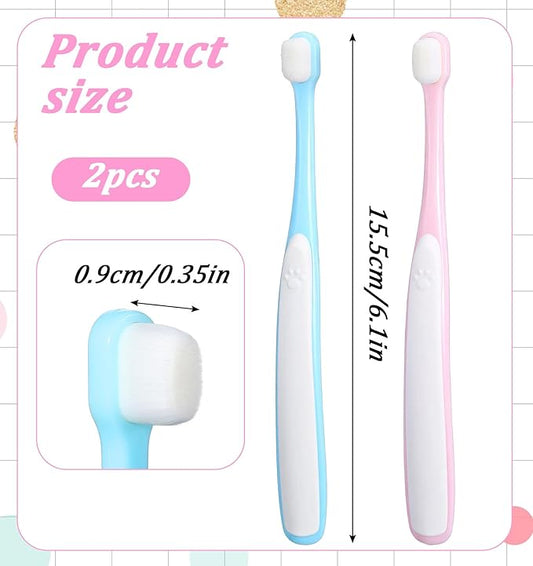 2 Pcs Small Dog Toothbrush, Ultra Soft Tooth Brush for Cats & Puppies, Mini Head Dental Cleaning Kit for Tiny Dogs & Kittens