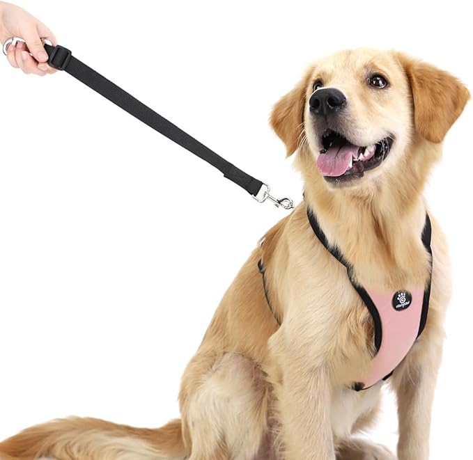 VavoPaw Dog Seat Belt, Safety Vest Dog Car Harness with Adjustable Buckle Dog Seat Belt for Vehicle Nylon Pet Safety Seat Belts Heavy Duty(M, Pink)