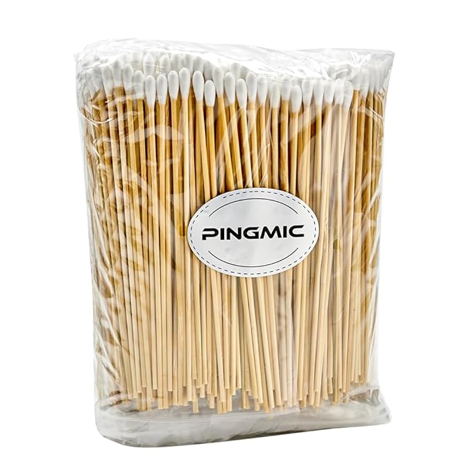 1000PCS 6" Cotton Swabs in Storage Box - Long Cotton Swab with Bamboo Sticks - Lint Free, Highly Absorbent Single Tipped Applicators for Makeup, Pet Care, Home Cleaning