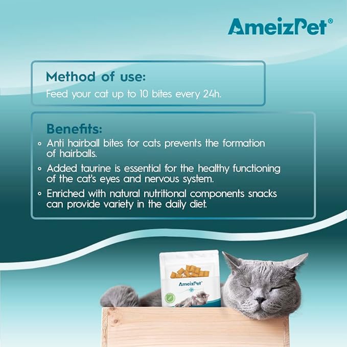 AmeizPet Anti Hairball Treats, Hairball Remedy for Cats, Cat Biscuits Hairballs Treatment - Crunchy Hairballs Cat Biscuits, 2.82 oz (80 g)