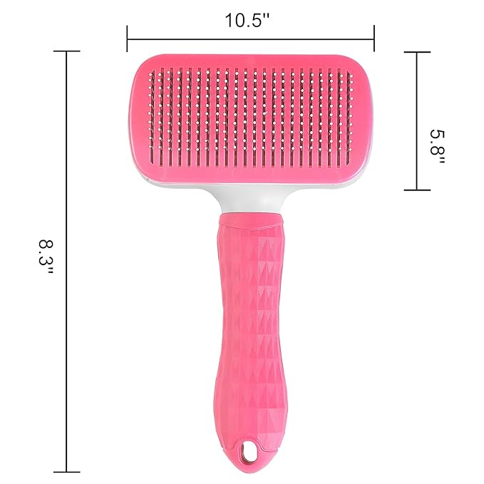 Self Cleaning Slicker Brush, Dog Cat Pet Grooming Shedding, Deshedding Brush and Dematting Tool, Easy to Remove Loose Undercoat, Knots, Mats, Tangles,and Flying Hair (Light Pink)