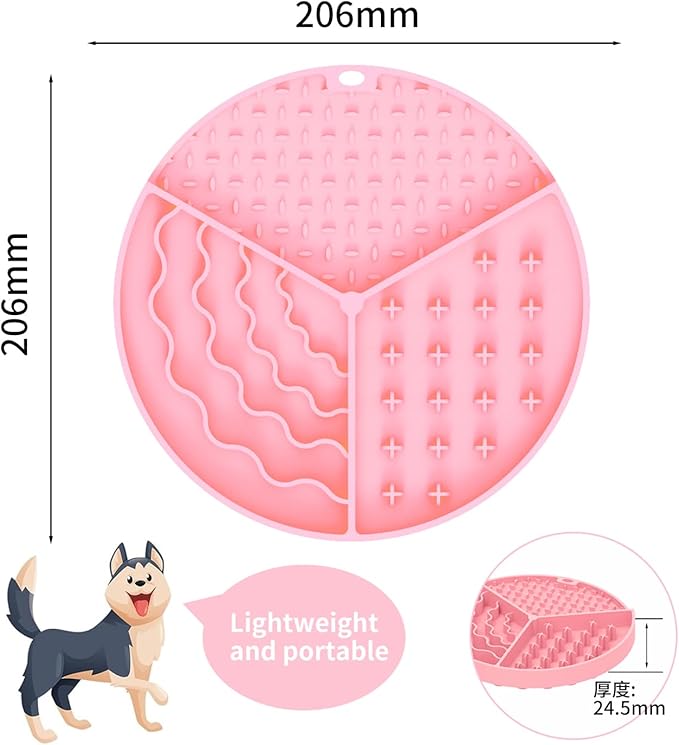 Silicone Slow Feeder Dog & Cat Bowl with Suction Cups – Non-Slip Fun Pattern for Small & Medium Dogs and Cats, Interactive Pet Enrichment Bowl, Treat Eating Feeder (Pink)
