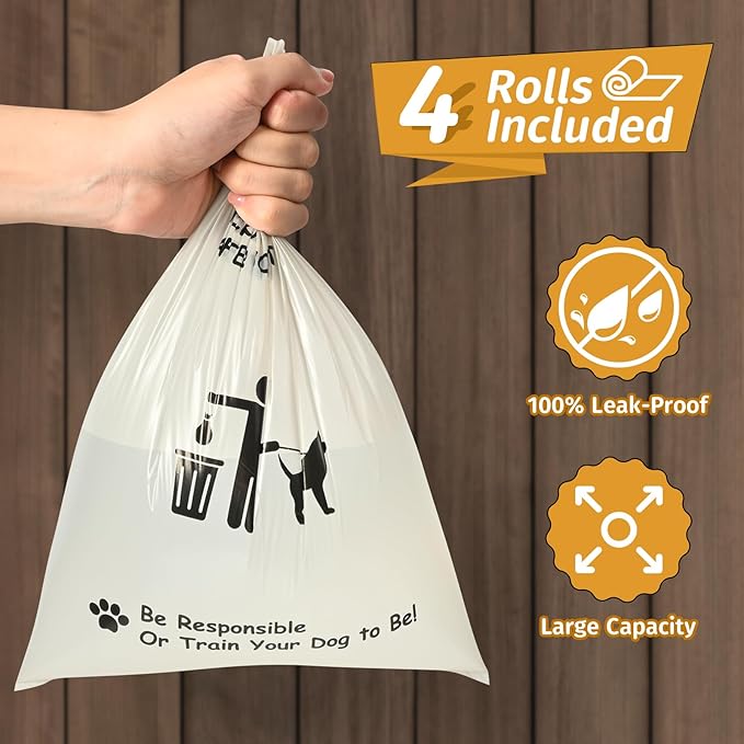 Dog Poop Bag Dispenser, Wall-Mounted Dog Bag dispenser Outdoor or Indoor for Doggy and Pets, Green Poop Holder for Yard and Park, Included 4 Rolls (60 Bags)