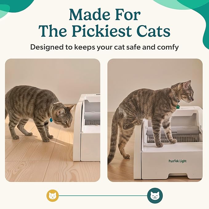 Self Cleaning Litter Box with Auto Safety Sensors for Multiple Cats - Automatic Cat Litter Box Self-Cleaning - Covered Ultra Odor Removal - Smart APP Control - Compatible On All WiFi - Electric Robot