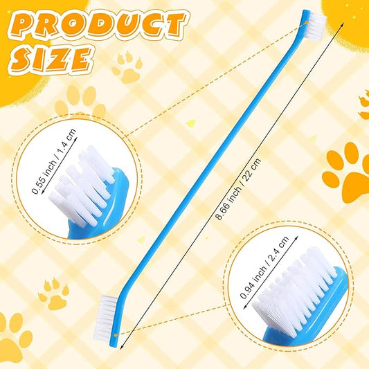 Nuenen 150 Pcs Dog Toothbrush Dual Headed Dental Brushes Puppy Tooth Brushing Kit Long Handle Toothbrush for Large and Small Dogs Cats Most Pets Teeth Cleaning Oral Care Supplies (Stylish Color)