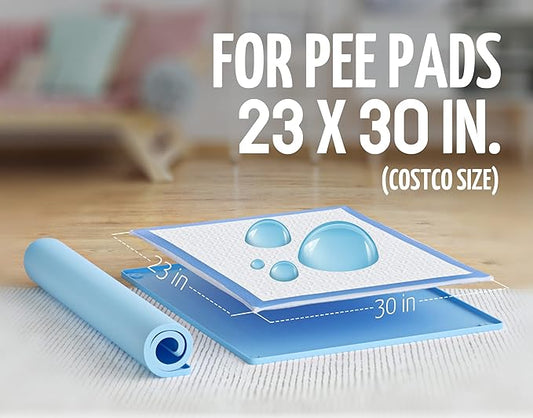 TidyFriend 3 Pk Pee Pad Holder Tray for 30” x 23” Pee Pads with Corner Lock Holes, Raised Edges, Non-Spill, Easy to Clean Silicone Dog Potty Tray Holder, for Indoor Floor Protection (Blue)