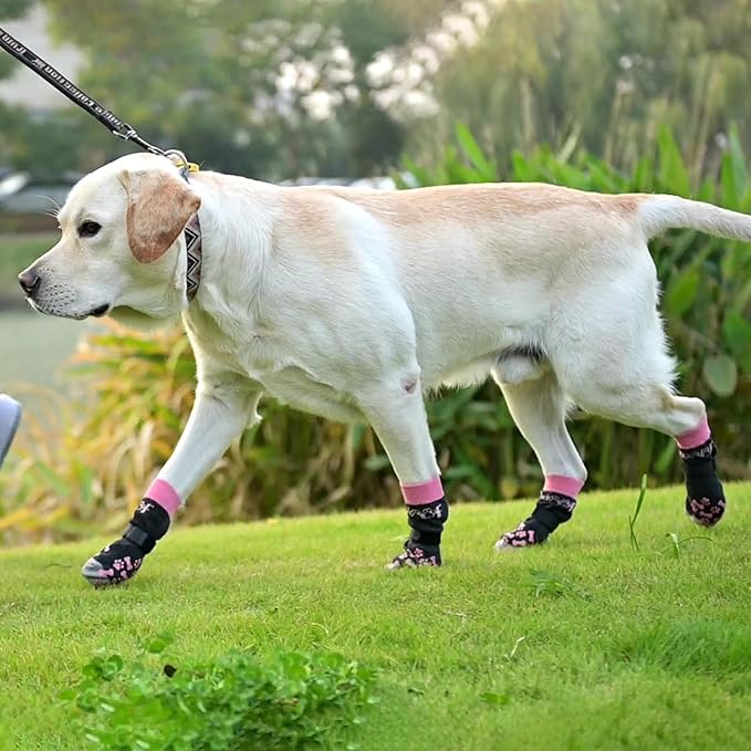 KOOLTAIL Dog Socks for Hot/Cold Pavement to Prevent Licking Paws,Dog Boots&Paw Protector for Hardwood Floors Anti Slip,Traction Control No Twist Grip Booties for Small Medium Large Senior Dogs S