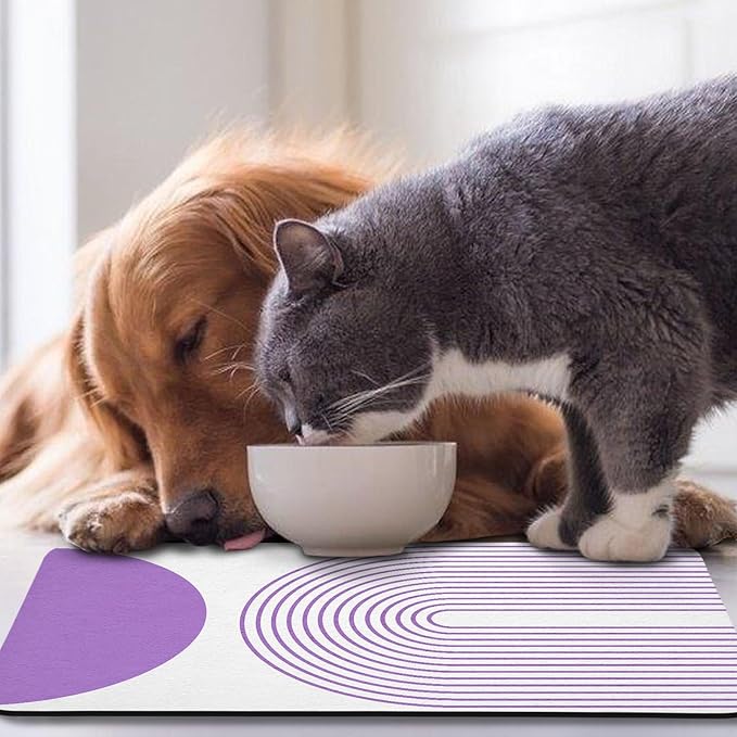 Dog Food Mats for Floors Waterproof, Cat Water Bowl Mats Pet Feeding Absorbent Mat Placemats for Food and Water Bohemia 12 * 20 inch