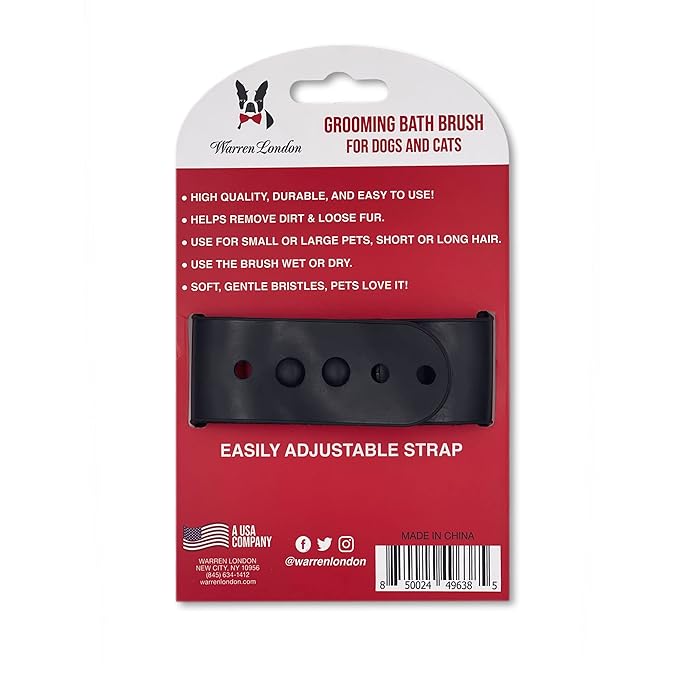 Warren London 2-in-1 Bath & Groom Brush for Dogs & Cats – Black Silicone Scrubber & Applicator for Shampoo, Hydrating Butter or Leave-In Conditioner – Gentle Massaging Grip