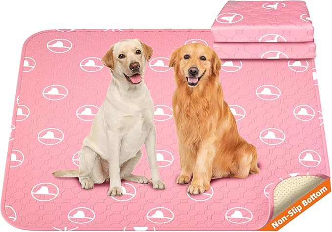 PJYuCien Washable Dog Playpen Mat, 2 Pack 36”x 36” Pink, Leak-Proof Reusable Puppy Pee Pads, Non-Slip Pee Mat for Whelping Pads, Crate, Potty Training, Puppy (Note: Mat Only, Playpen Not Included)