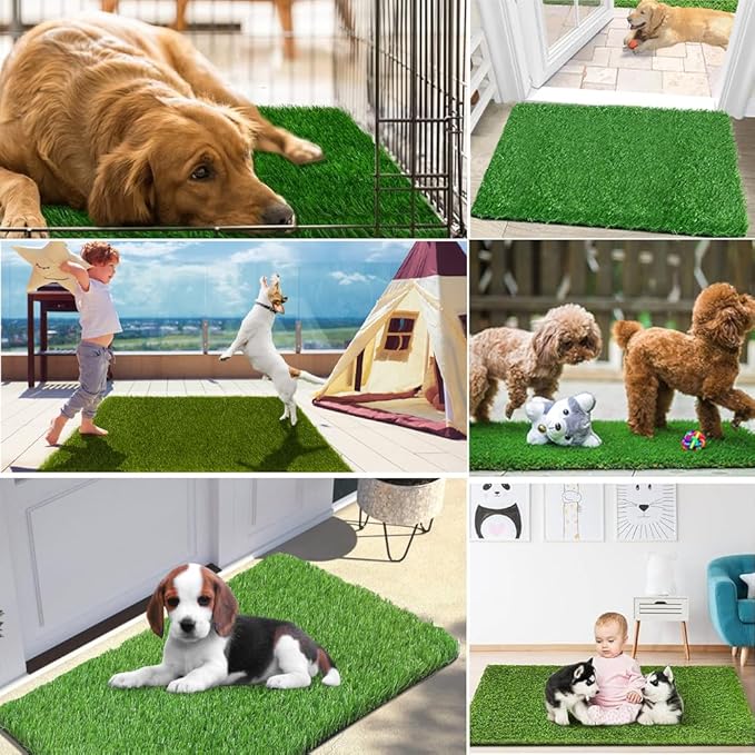 Reusable Potty Training Grass Mat for Dogs - 29.5 X 43.3 Inch Artificial Turf with Drainage Holes, Washable Dog Potty Pad for Indoor & Outdoor Use, Easy to Clean, Durable & Long-Lasting