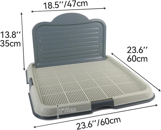PAWISE Male Dog Pee Pad Holder with High Wall, 23.5"x23.5" Indoor Potty Tray for Medium/Large Dogs, Reusable Large Training Pad Holder with Splash Guard, Includes 4 Pee Pads, Anti-Slip & Easy to Clean