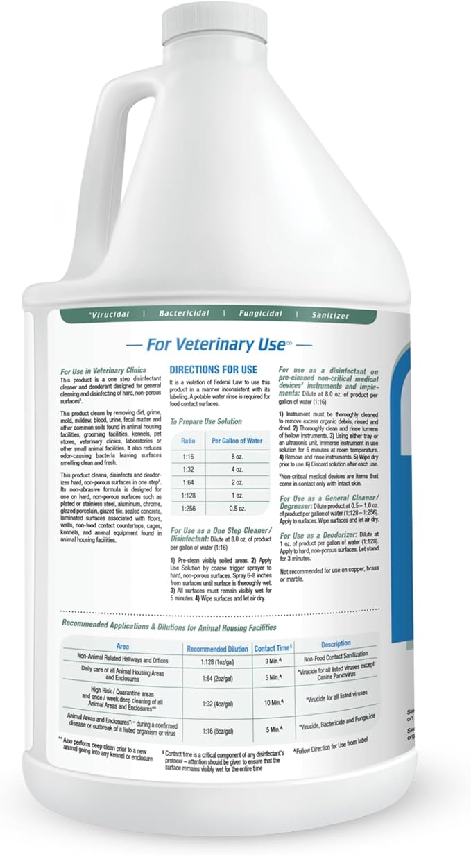 REScue One-Step Disinfectant Cleaner & Deodorizer – For Veterinary Use, Animal Shelters, Pet Foster Homes, Kennels, Litter Box, Pet Grooming Surfaces – Sanitizing Concentrate, 1 Gallon (4 Pack)