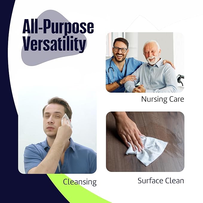 Adult Wipes for Elderly 8 Pack - Hospital Grade Extra Large Extra Thick Disposable Washcloths for Adult No-Rinse Bathing & Shower Alternative - Fragrance-Free XXL