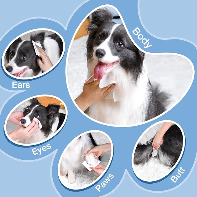 Dog Wipes Bulk 4 Pack 320 Count Unscented with Enzymes to Eliminate Odors Paw Wipes for Muddy Feet Tear Stain Wipes for Eye Gunk Gentle Hypoallergenic for Sensitive Skin