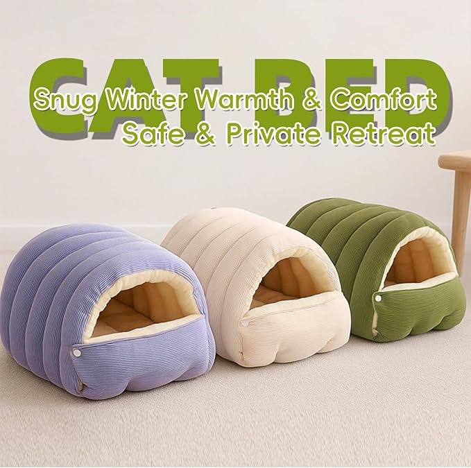 Cat Cave Bed, Cat Winter Cave, Cute Cats Beds for Indoor, Disassembled Design for Easier Cleaning, with Hair Remover, Suitable for Cats and Small Dogs