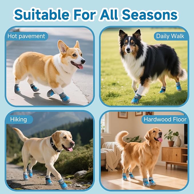 Hipaw Dog Shoes,Breathable Dog Boots for Hot Pavement,Non-Slip Paw Protector for Winter Snow,Lightweight Dog Booties for Small Medium Large Dogs,Outdoor Walking,Hiking,Indoor Hardwood Floor