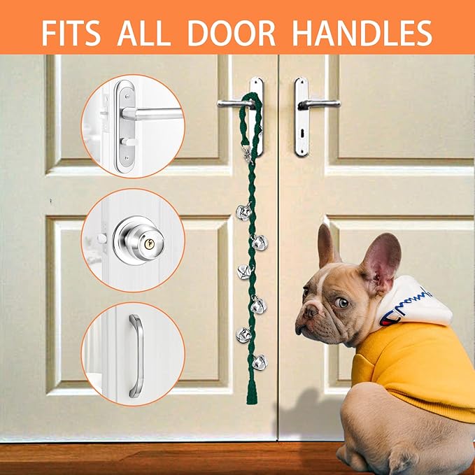 Dog Bells to Go Outside & Puppy Potty Training, Adjustable Dog Door Bell Ring to Go Potty, Handmade with Premium Yarn. Twisted Style, DarkGreen