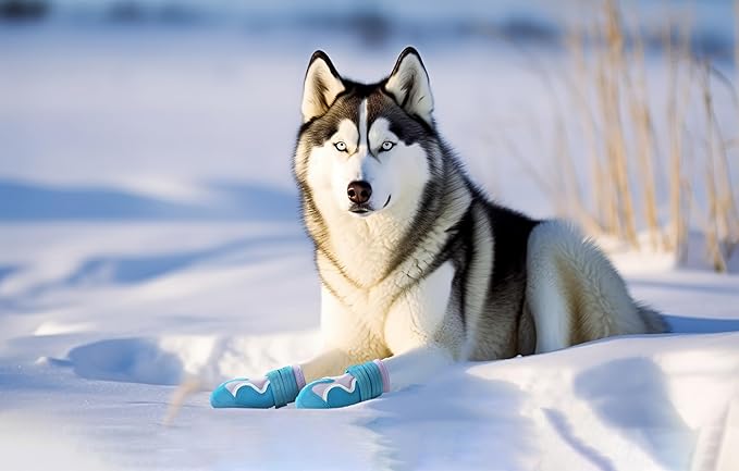 MOKCCI Truelove Dog Boots,Waterproof Pet Shoes with Reflective Straps for Paw Protectors Small Medium Large Dog Summer Winter Snow Outdoor Walking