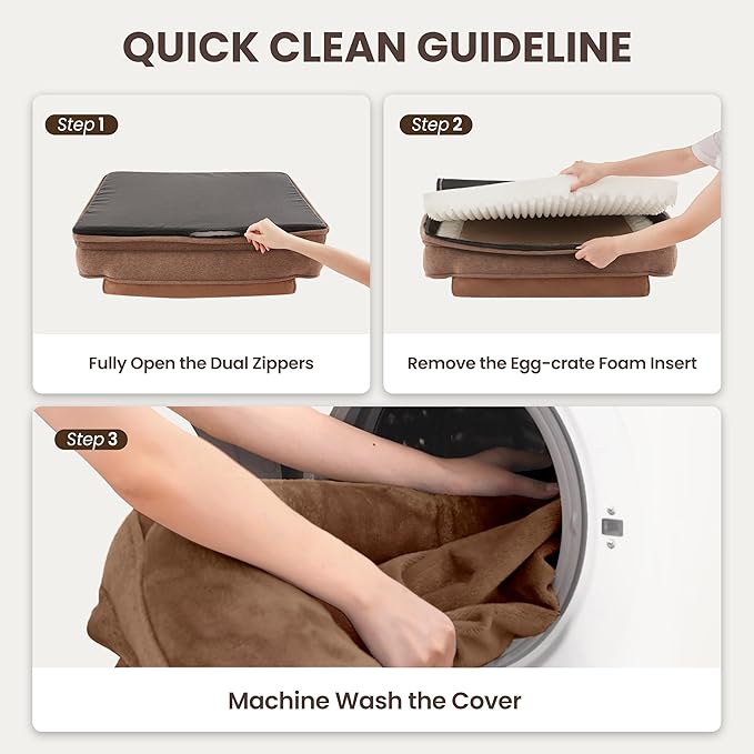XL Orthopedic Dog Beds for Large Dogs, Waterproof Egg-Crate Foam Pet Couch Bed with Soft Sides, Non-Slip Dog Sofa with Flannel Removable Washable Cover, 42" L Supportive Pet Sofa, Brown