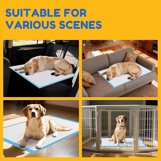 Extra Large Puppy Dog Pee Pads 28" x 34"-60 Count, Super Absorbent Disposable Dog Training Pads, Quick Drying, Leak-Proof, Ultra Thick Potty Pads for Dogs, Puppies, Doggie, Cats, Rabbits