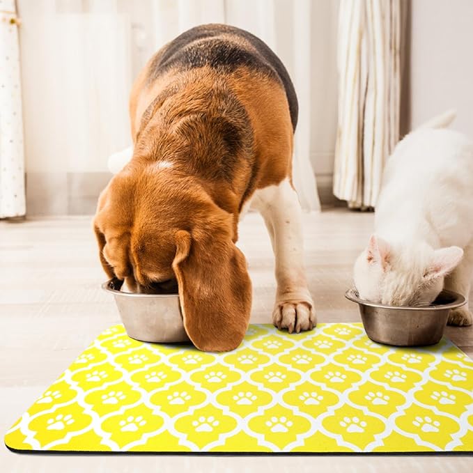 Dog Food Mat 24X32 Inch Pet Feeding Absorbent Mats for Floor Cat Water Bowl Placemats Non-Slip Washable Dog Mat for Food and Water
