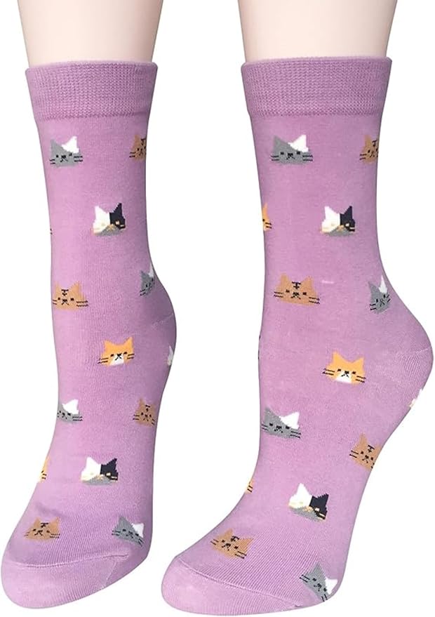 Chalier Womens Funny Socks Cozy Cute Printed Patterned Fun Sock Novelty Cat Dog Socks for Women