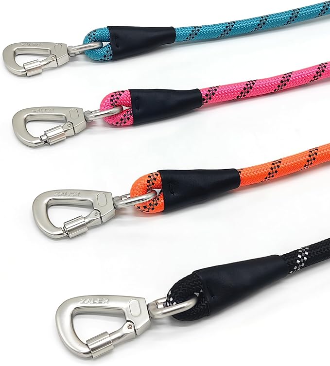 ZALER Short Dog Leash, 18 Inches Rope Traffic Leashes for Dogs, Reflective Dog Lead with O-Ring, Heavy Duty Pet Leash for Large and Medium Dogs (18'' Black)
