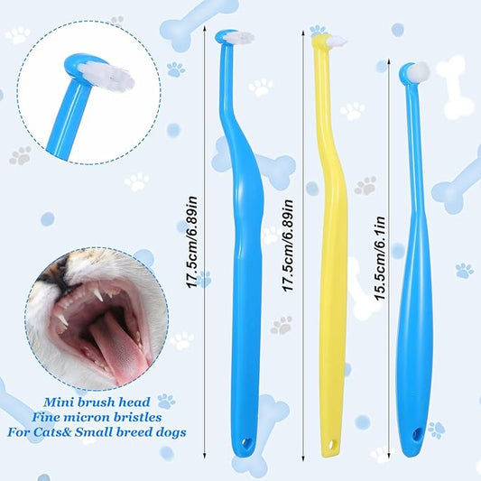 3 PCS Small Dog Toothbrush, Cat & Puppy Toothbrush Kit, Mini Toothbrushs Set for Tiny Pets, Deep Cleaning Dental Care