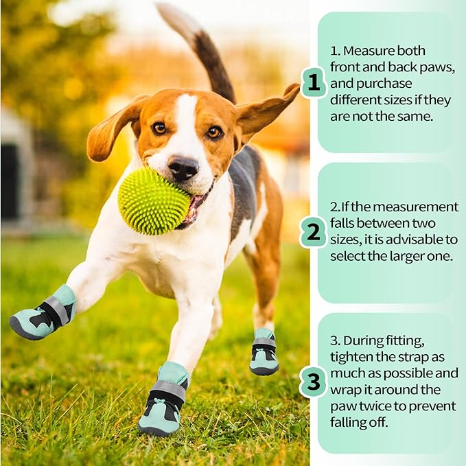 Pezluxe Dog Shoes, Waterproof Paw Protectors for Winter Snow Summer Hot Pavement, Outdoor Walk & Hiking Dog Boots for Hard Floors, Anti-Slip Sole Dog Booties for Medium Large Dogs(Green, #2)
