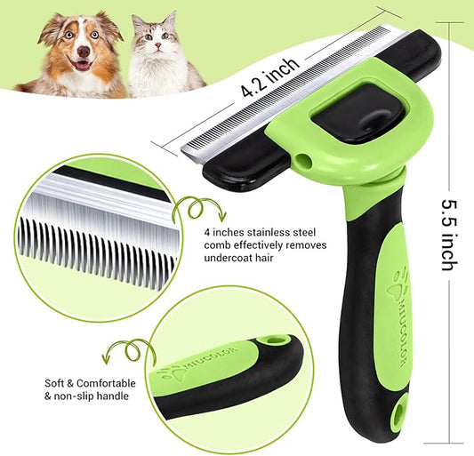 MIU COLOR Pet Grooming Brush, Deshedding Tool for Dogs & Cats, Effectively Reduces Shedding by up to 95% for Short Medium and Long Pet Hair,Apple Green