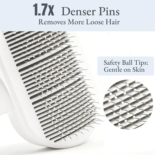 Self-Cleaning Slicker Brush for Dogs & Cats, 3-in-1 Grooming Kit with Detangling Comb & Storage Box, Deshedding Tool for Long Short Hair Pets, Skin-Friendly Brush Prevents Matting & Tangles