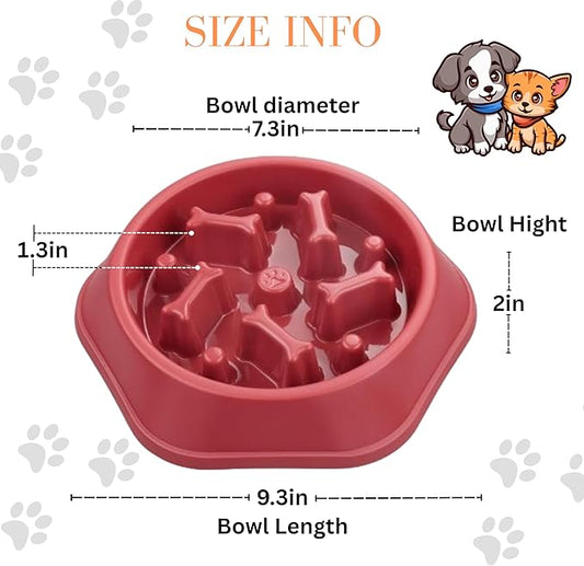 Slow Feeder Dog Food Bowl – Interactive Dog Food Dish for Breeds, Bowl Designed to Slow Eating, Promotes Healthy Digestion and Prevents Bloat, Ideal for Cats and Dogs