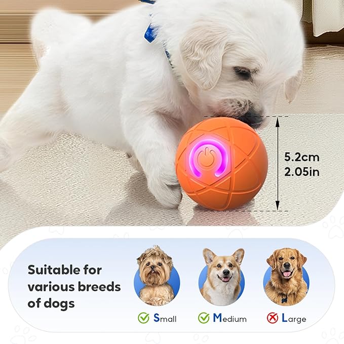 Interactive Dog Ball, 2026 Upgraded Activated Automatic Rolling Balls for Dogs, Self Moving Vibrating Smart Jumping Bouncing and Rotating Pets Toy to Keep Them Busy (HOT-Blue)