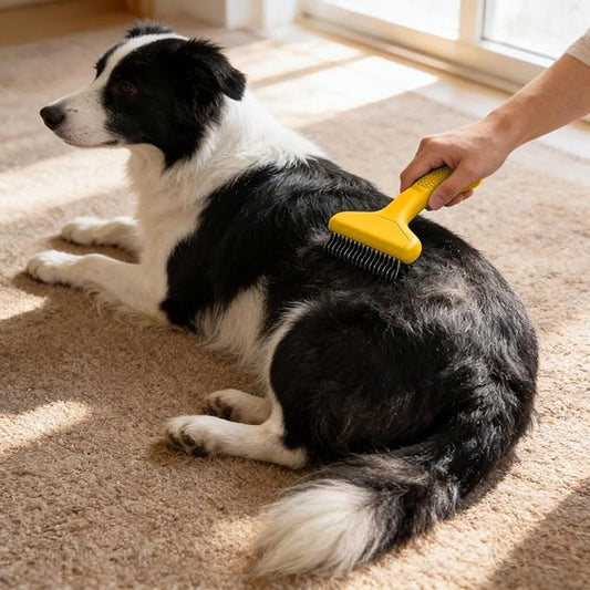 2026 Upgrade Cat Grooming Brush Self Cleaning, Self Cleaning Slicker Brush Small for Dog & Cat, Pet Grooming Deshedding Tool for Detangling & Dematting Long, Easy To Clean Loose Undercoat (Yellow#D)