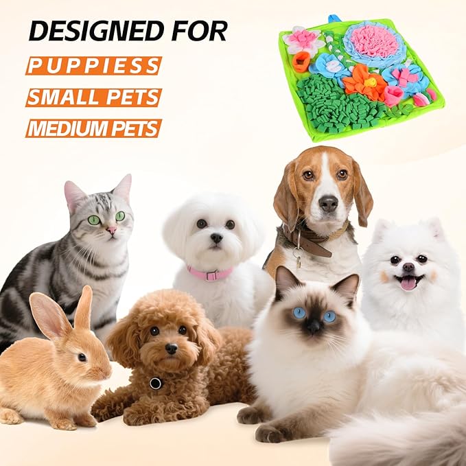 TAIMUTTAL Snuffle Mat for Dogs, 20 X 20 Inches Dog Puzzle Toy for Boredom & Slow Eating, Washable Snuffle Mat for Puppies, Small & Medium Dogs, Cats & Rabbits