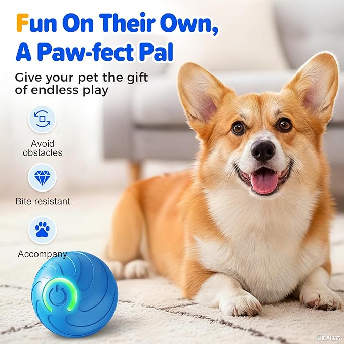 BOLDEP Shaky Ball for Dogs, 2026 Interactive Dog Toys Balls, 2.05‘’ x 2.05'' Automatic Moving Dog Toy, Automatic Rolling Ball, Vibrating Dog Balls Toy for Puppy Small Medium Dogs (C - Orange + Blue)