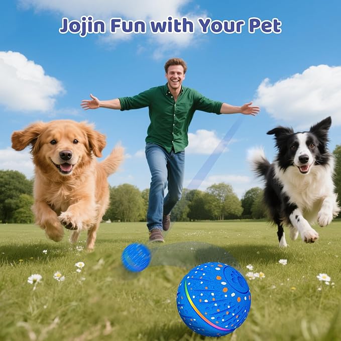 Sankell Interactive Dog Ball Toy - Smart Moving Bouncing Dog Ball with RGB Lights, E-TPU Material, 3 Play Modes Automatic Rolling Balls Toy for Small Medium Dogs Keep Them Busy(Blue)