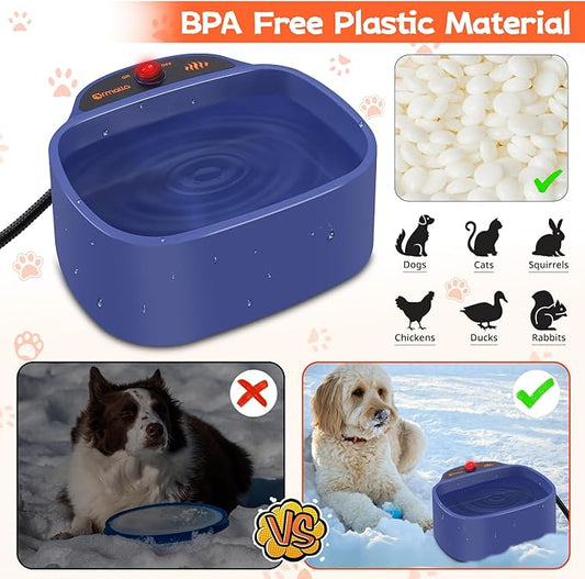 Ormalla Heated Dog Bowl, 96oz/2.8L Outdoor Heated Water Bowl for Dogs, Cats, Chickens and Squirrels, Heated Pet Bowl with Chew Resistant Power Cord and ON/Off Switch, 35W