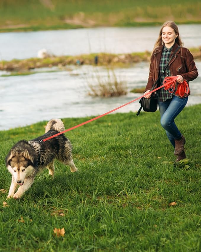 Waterproof Long Leash for Dogs Training 16FT/30FT/50FT, Long Dog Leash Heavy Duty,Dog Lead for Large Medium Small Dogs Outside Walking, Playing, Camping, or Yard(Orange 30FT)