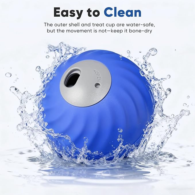Petbobi Interactive Dog Ball, USB Rechargeable Moving Dog Toy for Treat Dispensing, 2.87" Blue Washable TPU Puzzle Ball, Interactive Dog Toys for Small & Medium Dogs, Boredom & Anxiety Relief