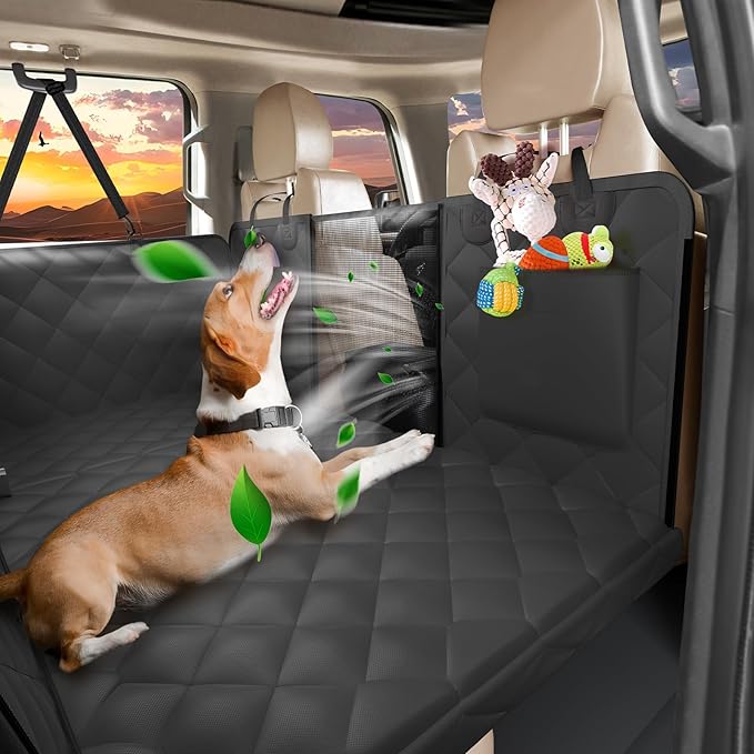 Back Seat Extender for Dogs-Upgraded Egg Crate Foam, Hard Bottom Dog Seat Cover for Truck Back Seat, Dog Hammock for Truck Crew Cab F150, RAM1500, Sierra, Silverado,Tundra, Titan(59‘x29’