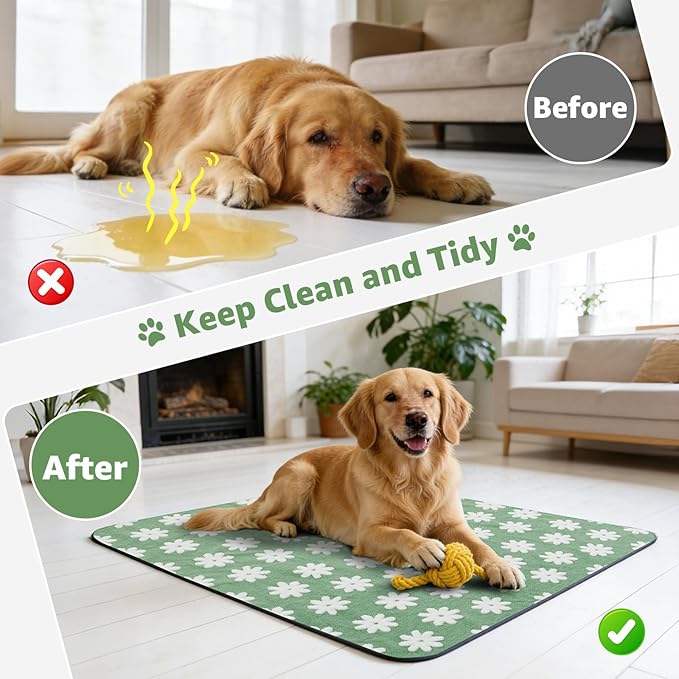 LOOBANI Extra Large Whelping Pad, Non-Slip Dog Pee Pads Washable, Fast Absorbent Reusable Pee Pads for Dogs, Waterproof and Leakproof Dog Playpen Mat for Floor, Crate, Potty (48"x48",2 Packs)